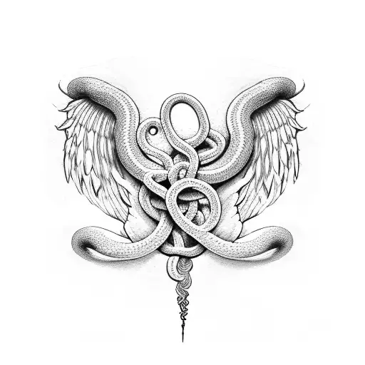 Angel Wings Formed By Intertwining Snakes