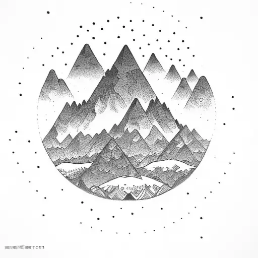 Mountain With Weed In A Circle Comic With A Moon