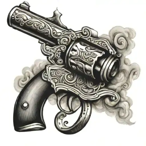 A Traditional Western Gun With Smoke Coming Out Of The Barrel