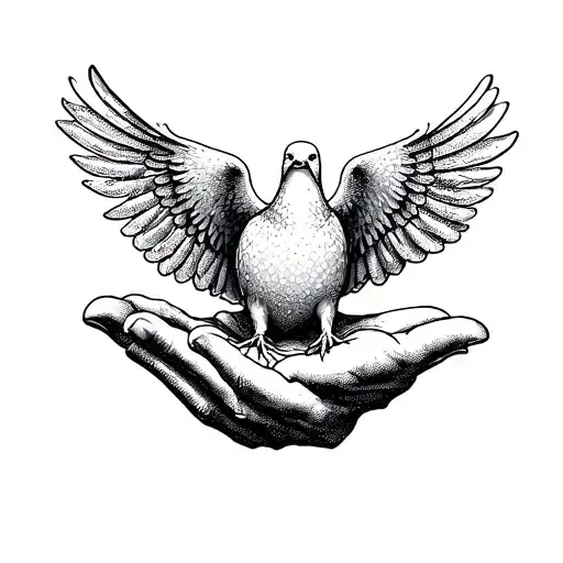 Praying Hands With A Dove