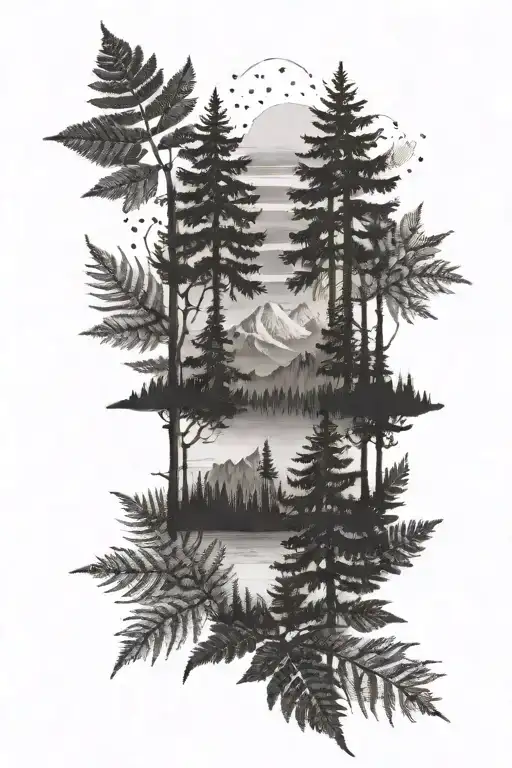 Ferns Forest Pine Mountains Nature Inspired