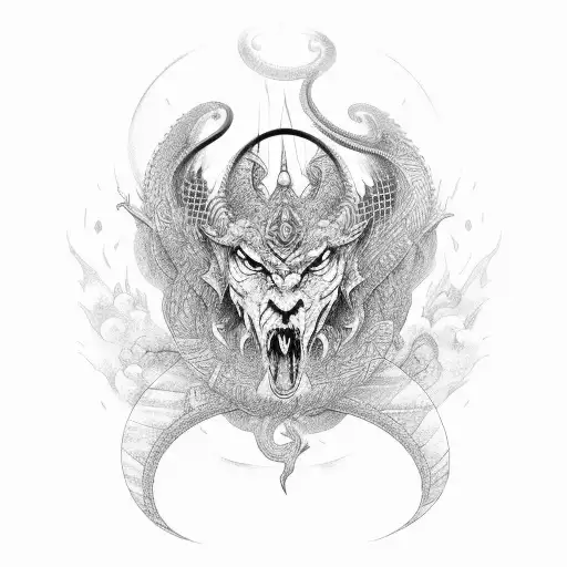 Warrior Monk Meditating With A Dragon Coiled Around Him