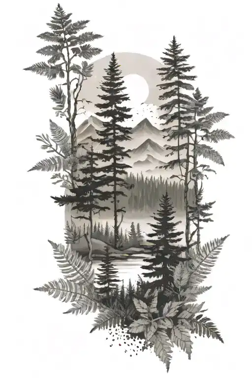 Ferns Forest Pine Mountains Nature Inspired