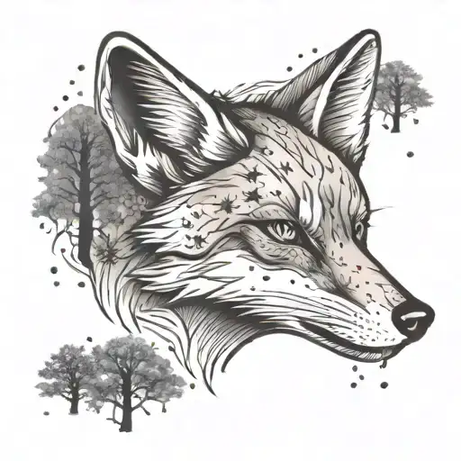 An American Flag With Fox And Woods Surrounded