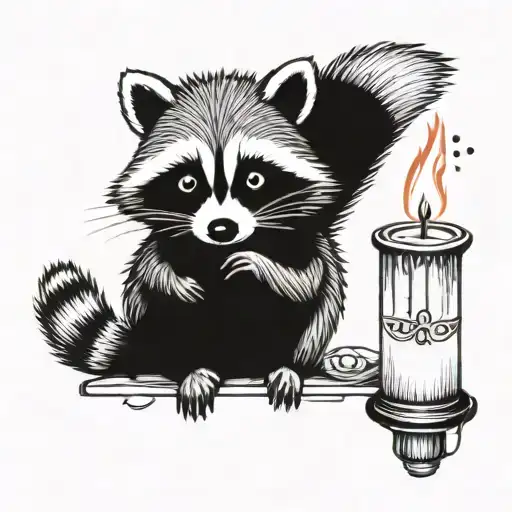 Cozy Racoon Holding A Birthday Candle Burning