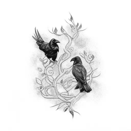 Two Raven In Arm