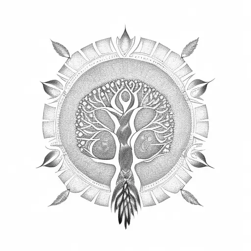 Indian Choker Feathers Tooth Tree Of Life Libra