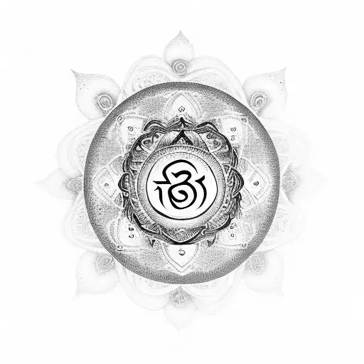 Dharma Circle With Om Symbol In Middle