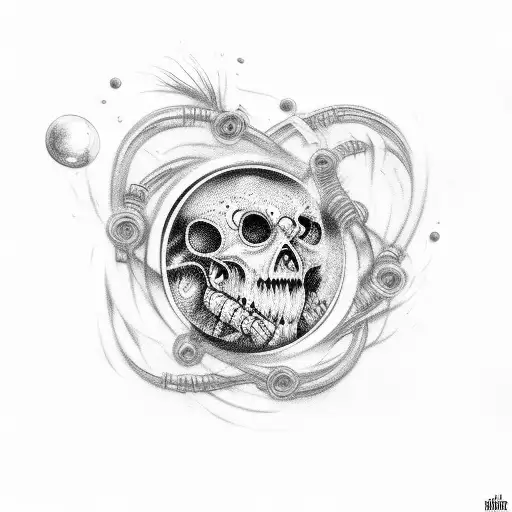 A Camera Lens Intertwined With Guitar Strings And Surrounded By Horror Movie Characters