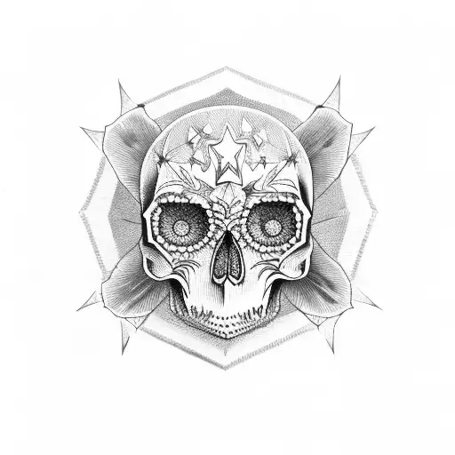 Skull Moth Moon Stars