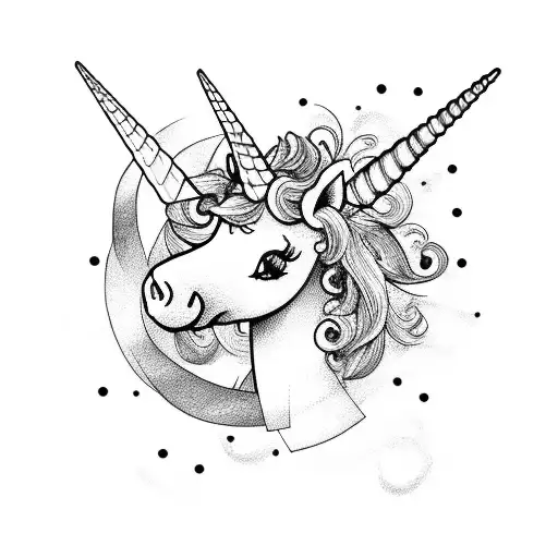 Cancer Ribbon With Unicorn