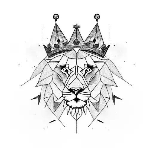 A Lion Wearing A Crown Made Of Triangles
