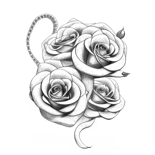 Snake With Roses Wrap Around Forearm Men