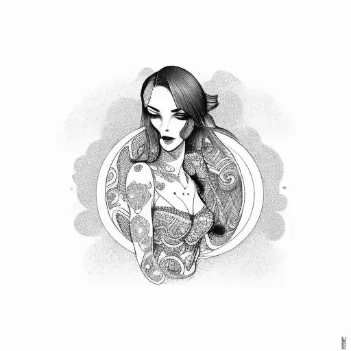 Woman Sitting On Moon