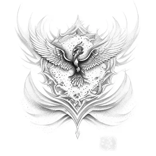 Phoenix Sur Une Rose Des Vents