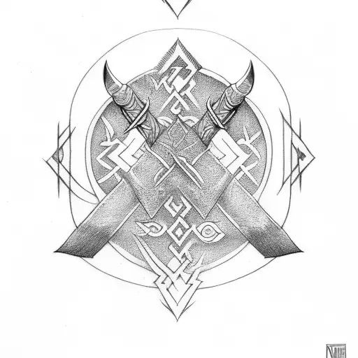 Norse Runes And Arrow