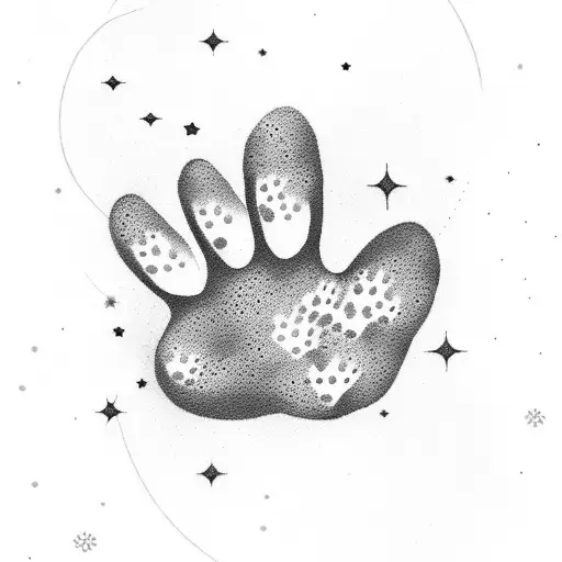 Tattoo Of Dog Paw With Constellation And Star Details Vertically Feminine