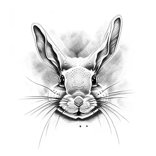 An Intricate Dotwork Tattoo Of A Creepy Rabbit