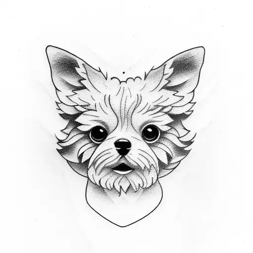 Small Dog Outline Tattoo For 3 Friends