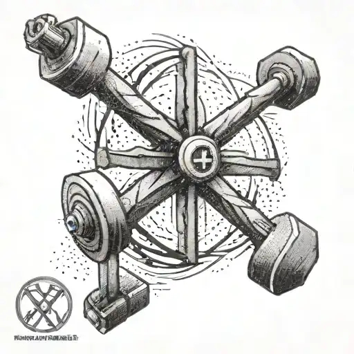A Tattoo Of A Weightlifting Barbell With A Christian Cross Incorporated Into The Design