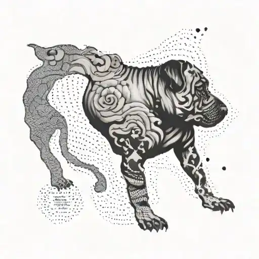 Design A Tattoo Of A Map Of Indonesia With A Silhouette Of Your Granddaughter And Your Sharpei Dog