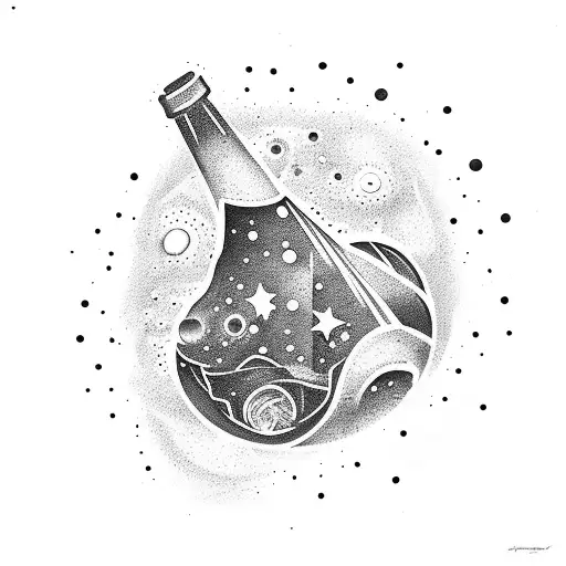Wine Bottle With Galaxy Supernova Coming Out