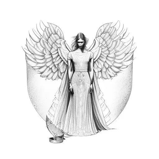 Angel Holding A Dagger In A Louis Vuitton Gown