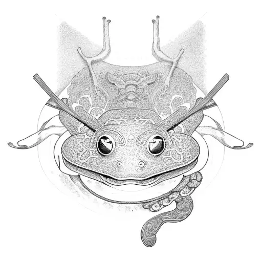 Asian-inspired Genetics Symbol Incorporating Frog And Cat Motifs