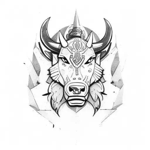 Guard With A Bull And Wolf As Companions