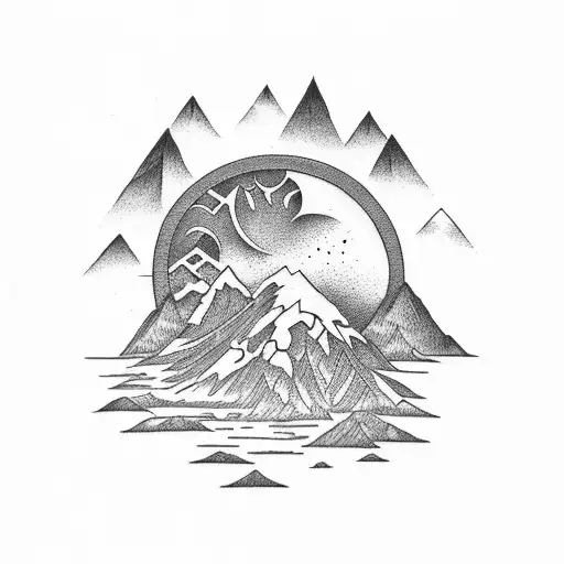 Nature Tatto Include Mountain Sun Air And Tree