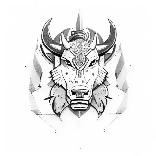 Guard With A Bull And Wolf As Companions