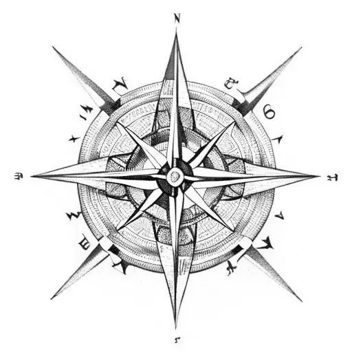 A Compass Rose With Football Laces Intertwined In The Design