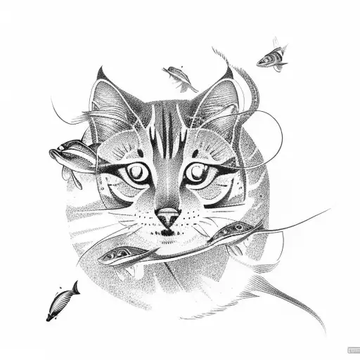 A Group Of Fishing Cats Chasing After A School Of Fish