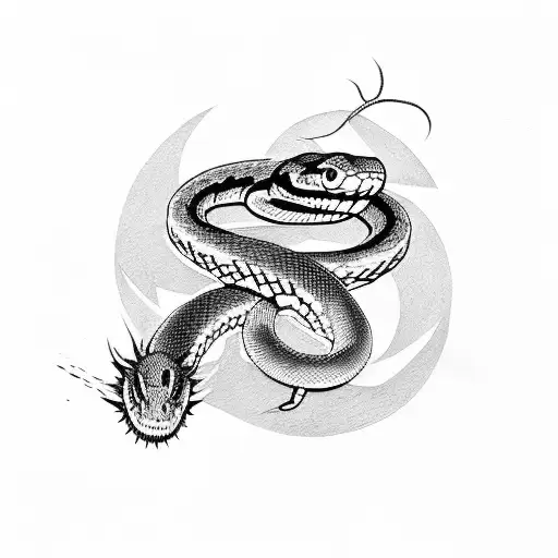 Snake Red And Black In Moment Of Attacking