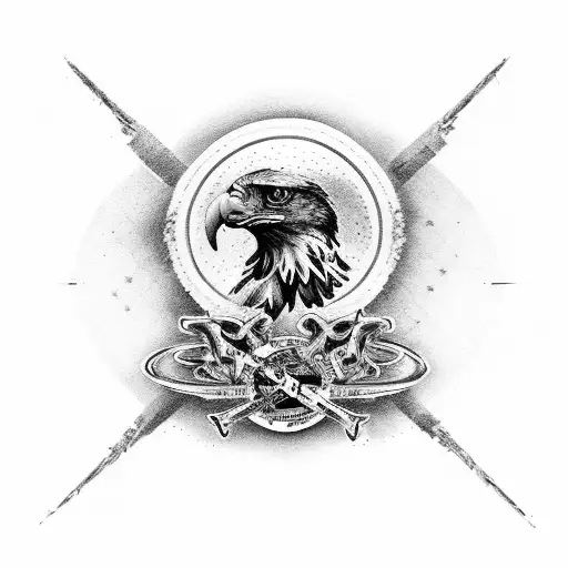 2 Guns With Roses And Eagle