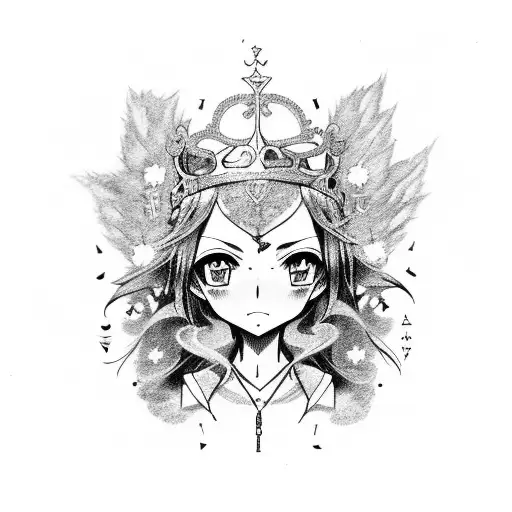 Anime Character Wearing A Crown Surrounded By Musical Instruments