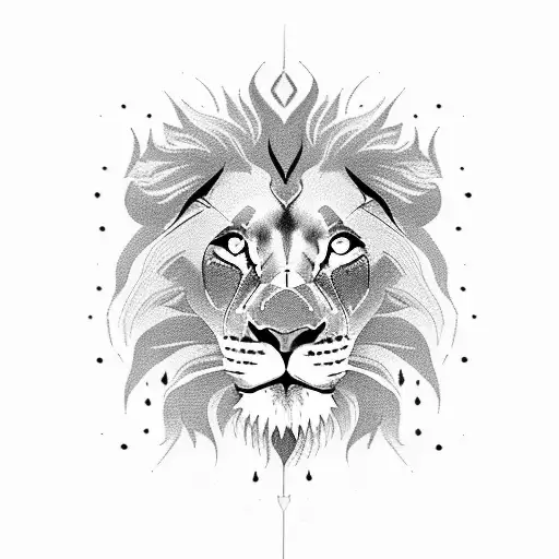 Chat Lion Avec Des Symbole