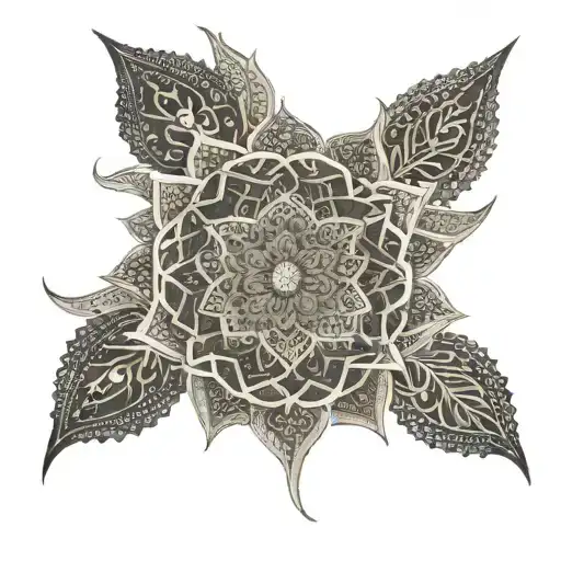 An Intricate Mandala Design Incorporating Arabic Calligraphy