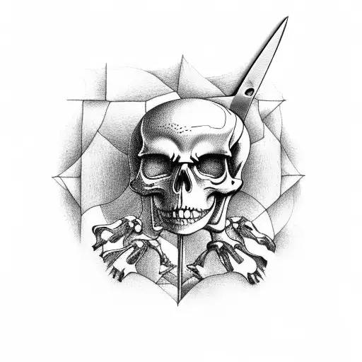 Skeleton Holding Scissors In Its Hands