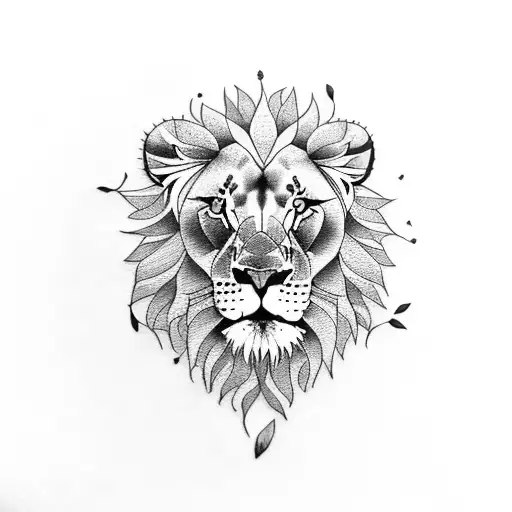 Lion And Flower On Arm
