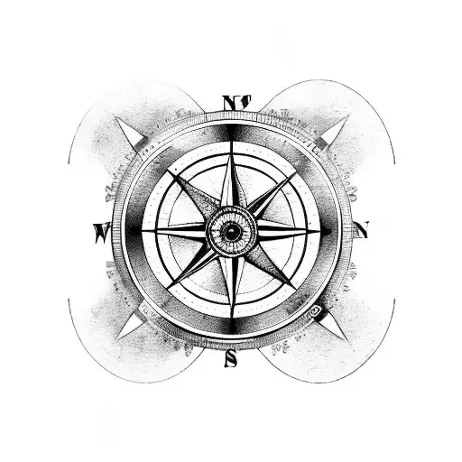 A Bicycle Wheel Transformed Into A Compass With Mountains As The Backdrop