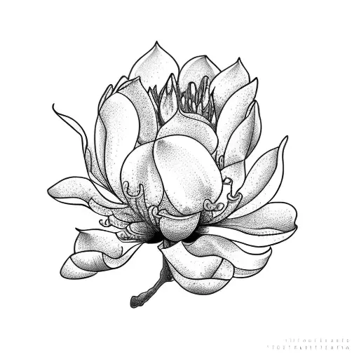A Delicate Fine Line Design Of A Magnolia Flower