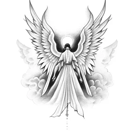 Angel With Wings In The Clouds