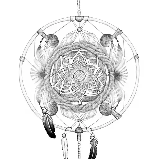 A Native American Dreamcatcher Intertwined With A Delicate Cross