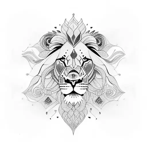 Female Lion In Mandala