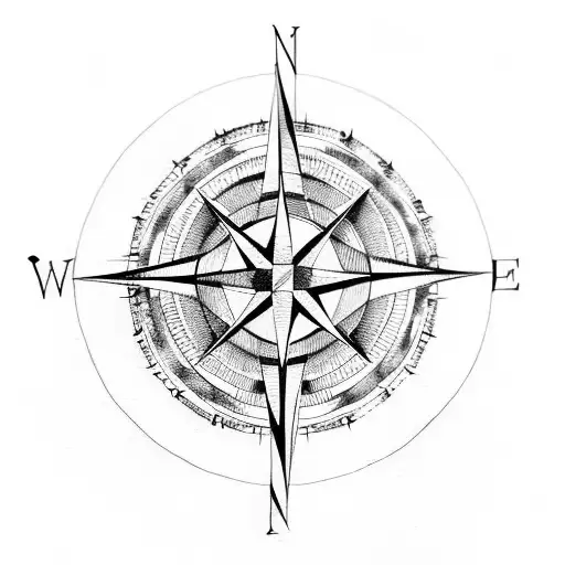 Compass With Geometric Forms And Lines