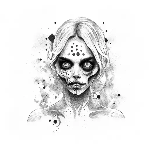 Beautiful Woman Half Zombie