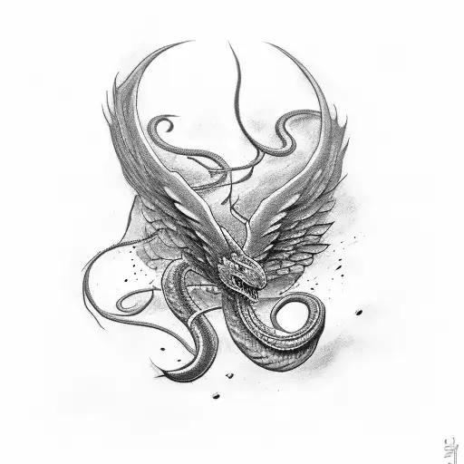 Biceps Realistic Tattoo Project Black With Basiliacos Snake And Phoenix From Harry Potter