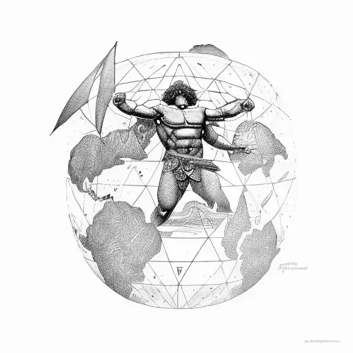 Greek God Atlas Holding Up Earth In Storm