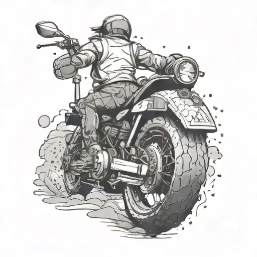 An Anime-inspired Design Of A Motorbike Rider Exploring New Landscapes